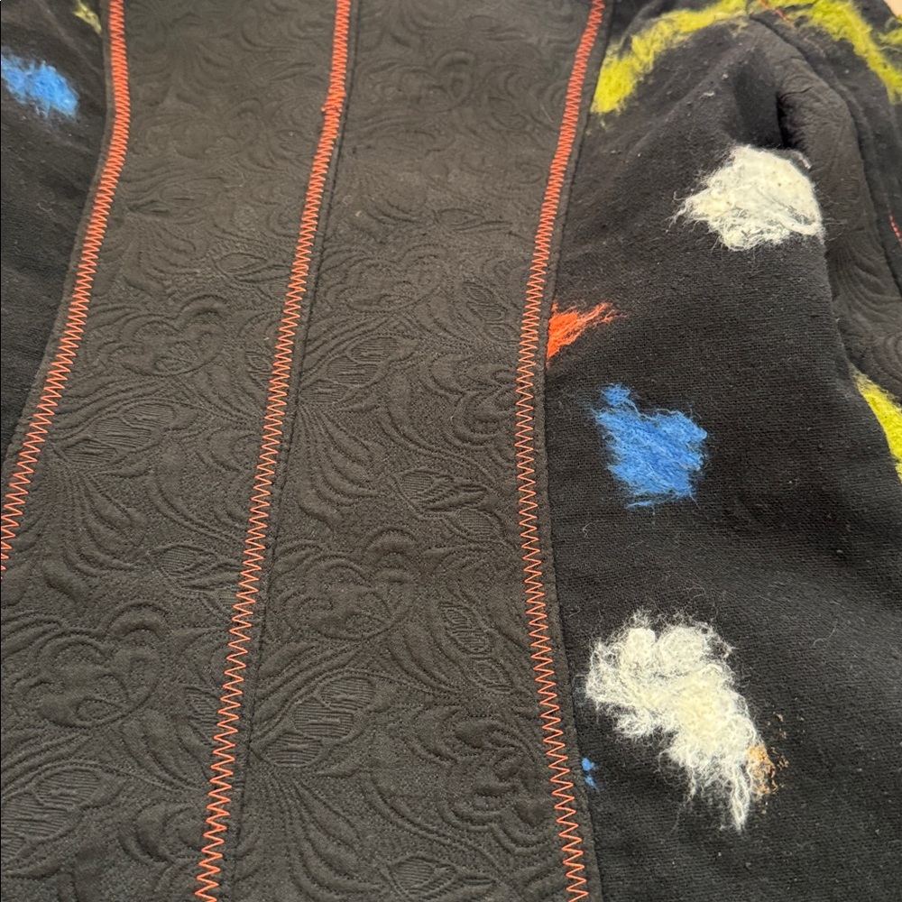 Vintage-Abstract Fuzzy Inlay Pieced Jacket Coat-Y2K-S - Picture 8 of 8